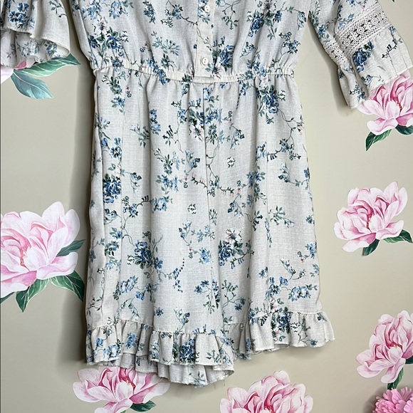 Floral Ruffle Sleeve Dress. T-20 - Picture 3 of 8